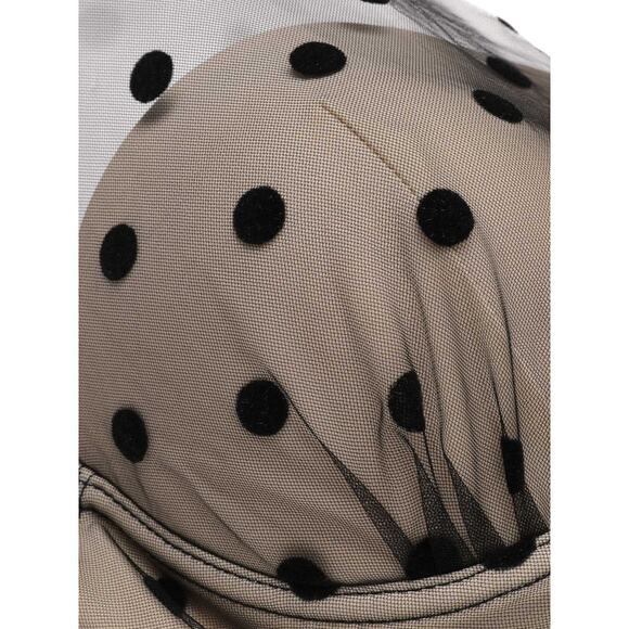 Retro Stage🌿Black Polka Dot Halter Swimsuit XL Mesh Pin-Up 1950's Inspired - Picture 2 of 9